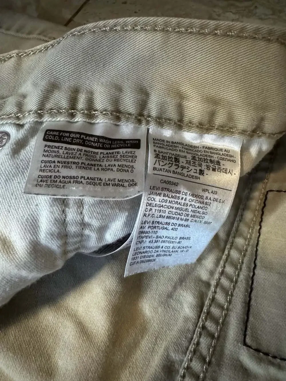 Levi's 514 Straight Fit Khaki Jeans, Size 36x30